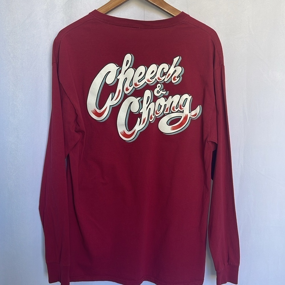 Cheech & Chong Long Sleeve Tee Shirt Burgundy "Buds" 100% Cotton Men's Size L